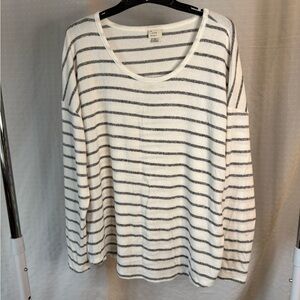 a new day White and Gray Striped Long Sleeve Top